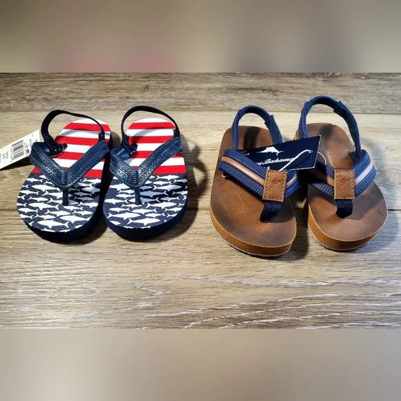 🇺🇲Tommy Bahama boys navy, brown sandals & red,white, blue sandals Size 6-7 - Picture 4 of 13